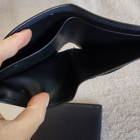 2PC Coach Navy Blue Compact ID Crossgrain Leather Bifold Credit Card Wallet NWOT - Picture 9 of 14